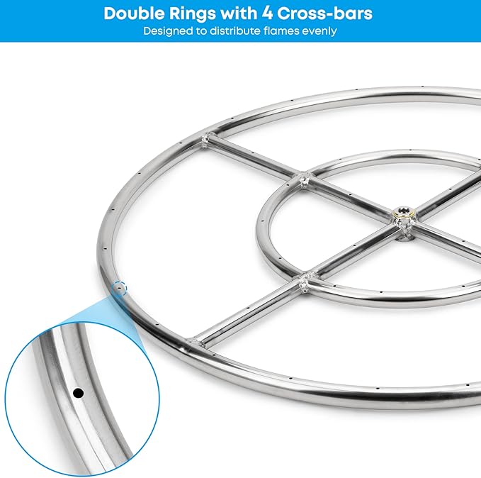 Stanbroil LP Propane Gas Fire Pit Stainless Steel Burner Ring Installation Kit, 24-inch