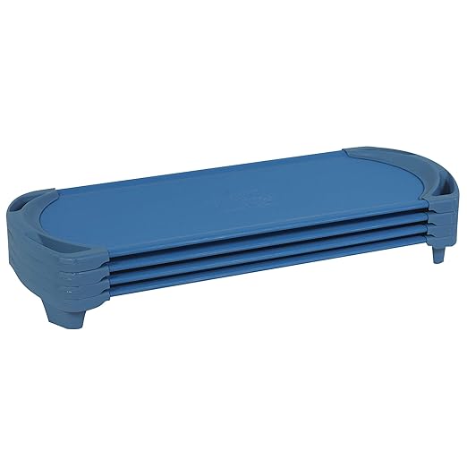 Children’s Factory SpaceLine Nap Cots, Kids Daycare and Preschool Sleeping Cot, Standard Size, Set of 4, Ocean Blue