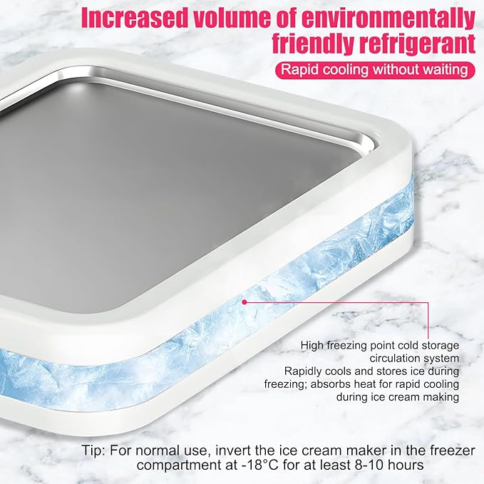 At-Home Rolled Ice Cream Maker Kit,At-Home Instant Freeze Plate with 2 Scrapers,DIY Rolled Ice Cream Tray for Kids & Adults, Ice Cream Cold Plate perfect for Family Fun,Easy Homemade Desserts (White)