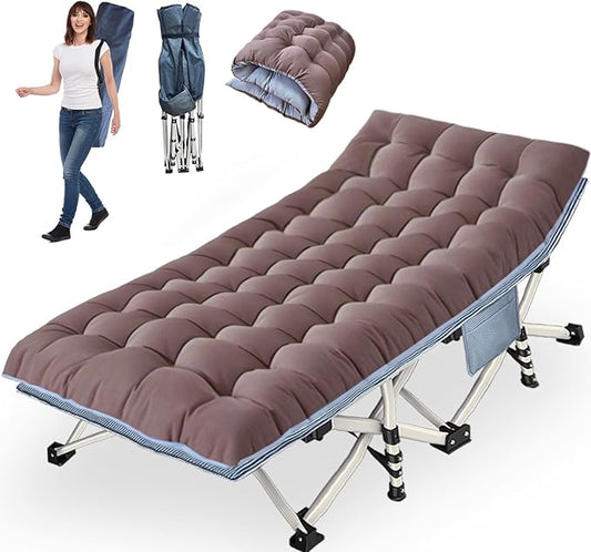 XXL Camping Cots Oversize Sleeping Bed with Comfortable Mattress Extra Large Camping Bed for Adults Cots Include Carry Bag for Adults Portable Folding Cots Easy to Set Up Nap Office Indoor Vacation