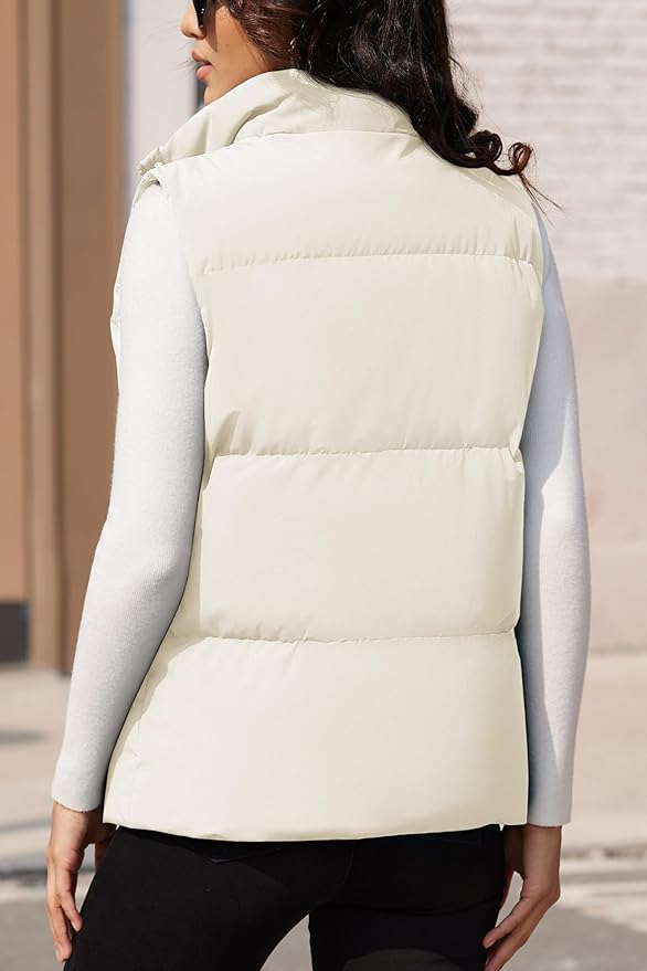 MAGCOMSEN Women's Puffer Down Vest Oversized Zip Up Outerwear Lightweight Winter Padded Gilet Jacket with Pockets