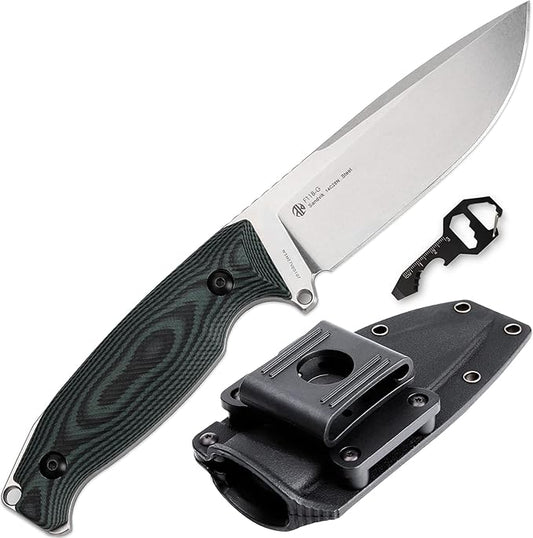 Ruike Camping Small Fixed Blade Knife with Sheath 360 Rotate, 14c28n Tactical Full-tang Large Big Stainless Steel,Hunting Survival Bushcraft Top Hiking Tool,Men EDC Outdoor Belt Hidden Horizontal Case