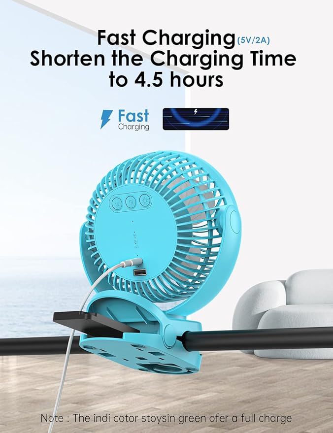 Camping Fan with Remote Control - 12000mAh Rechargeable Battery Powered Fan, Camping Fans for Tents with LED light & Hanging Hook, Rechargeable Battery Operated Ceiling Fans for Tent RV Bed, Blue