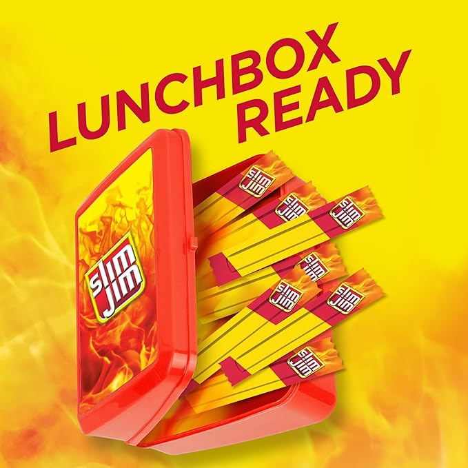 Slim Jim Smoked Meat Sticks, Original Flavor, 2g Protein Per Stick, Snack Size, Lunchbox Snack, 0.44 oz. (100 Count)
