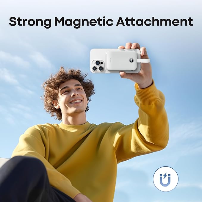 iWALK Magnetic Power Bank 10000mAh, 30W Wireless Portable Charger with Fast Charging USB-C Cable,Qi2 Certified 15W Battery Pack with LED Display for iPhone 16/16 Pro/15/14/13/12 Series, Samsung Galaxy
