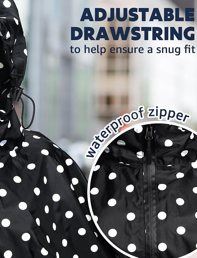 ANYOO Waterproof Rain Poncho Lightweight Reusable Hiking Hooded Coat Jacket for Outdoor Activities