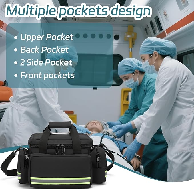 Medical Bags Empty First Aid Bag,First Responder Bag,First Aid Kits Organizer with Detachable Dividers,Emergency Bag for Nurses,Home Health Care, EMT