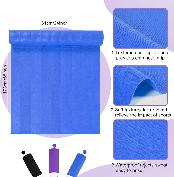 Amylove 12 Pieces Yoga Mats Bulk 68x24x0.12 Inch Exercise Non Slip Fitness Workout Mats for Women Men Home Workout Gym Yoga