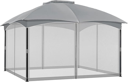 COWVIE Gazebo Replacement Netting Screen, 12' x 16' Universal Gazebo 4-Panel Mosquito Sidewalls with Double Zippers for Outdoor Patio (Only Netting)