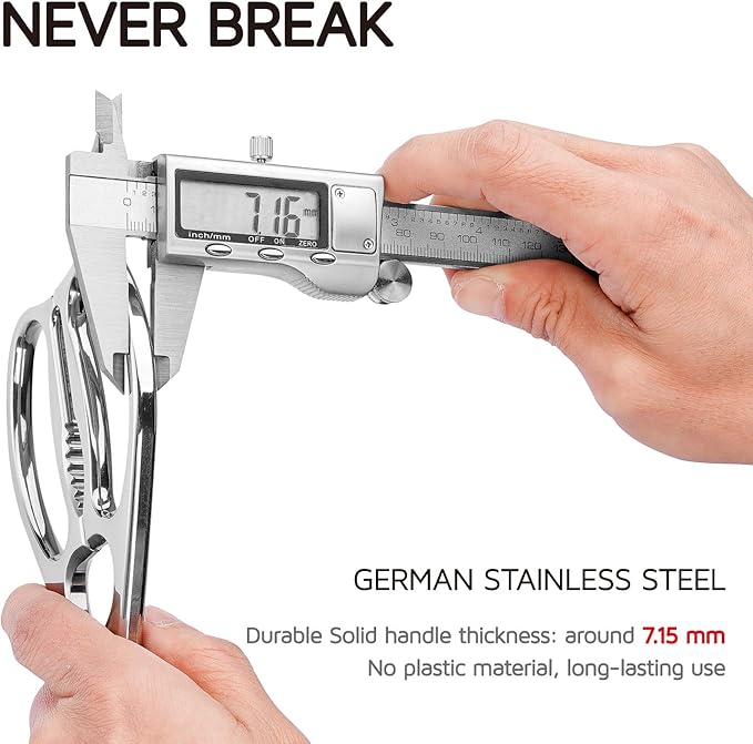 Come Apart Kitchen Shears by WELLSTAR, Multi-purpose Heavy Duty German Stainless Steel Food Scissors for Cutting Meat Poultry Chicken Vegetable, Durable One Piece Construction, Mirror Finish