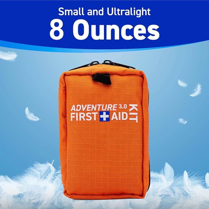 Ultralight First Aid Kit, Water Repellant Shell – Small First Aid Kit for Camping, Hiking, Outdoor Sports, Adventure, Travel, Biking – 71 Piece Adventure 3.0 Essentials Kit
