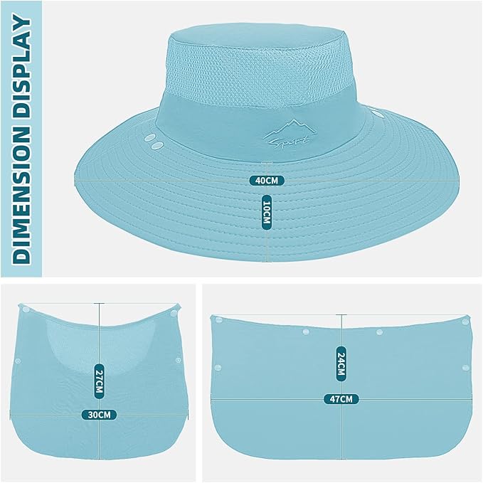 Fishing Hat for Men Sun Protection Hat with Removable Mesh Face Neck Flap Cover Windproof Strap for Men and Women