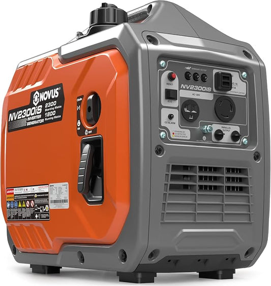 NOVUS 2300-Watt Portable Inverter Generator with CO Sensor, Gas Powered, RV Ready, Quiet and Lightweight for Home Backup, Outdoor Camping, Parallel Capable, EPA Compliant