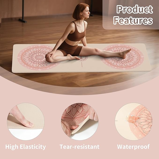 HAHE Yoga Mat Thick (8MM,1/3"), Eco-Friendly POE Non Slip Yoga Mat, High Rebound & Shock Absorption, Anti-Tear & Sweat-Resistant for Yoga, Fitness, Home, Workouts, Large Pilates Mats 72"x24" with Carrying Strap