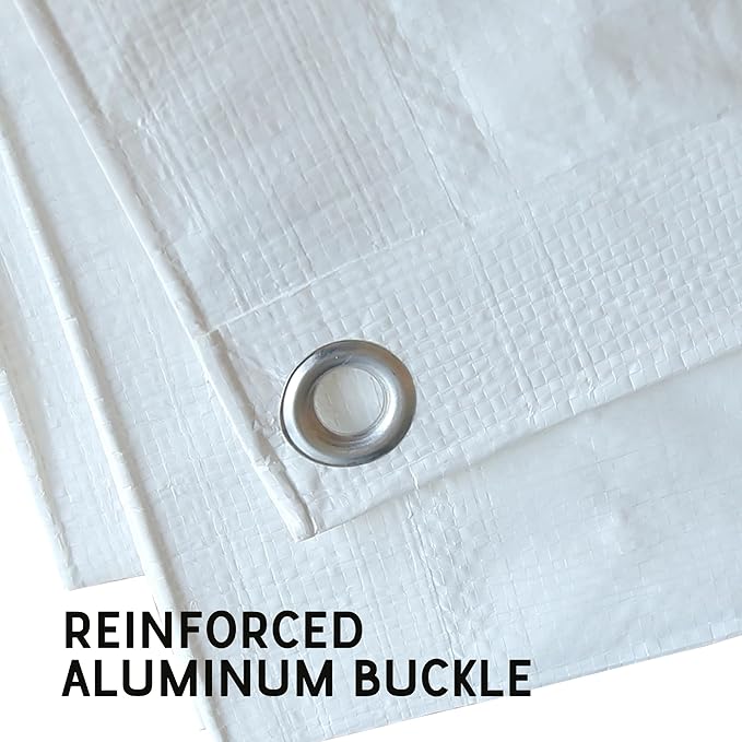 STARPYNG-7 Mil White 10x10 Feet Tarp-Multifunctional White Waterproof Tarpaulin-Waterproof, UV Resistant, Rip and Tear Resistant, Poly Tarpaulin with Reinforced Edges for Cover