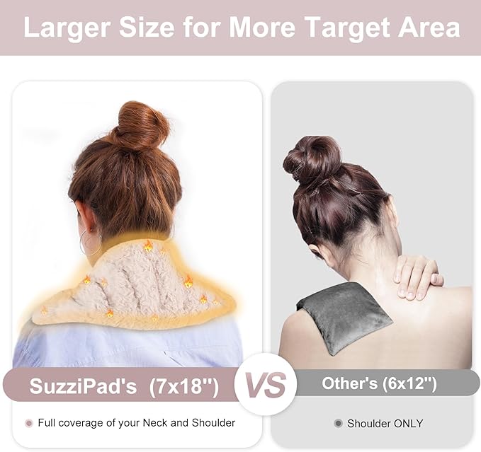 SuzziPad Microwavable Heating Pads for Discomfort Reducing, 7x16 Heating Pad Microwavable, Muscle Ache, Soothing Fatigue for Neck and Shoulder, Rice Heating Pad Microwavable, Warm Compress, Beige