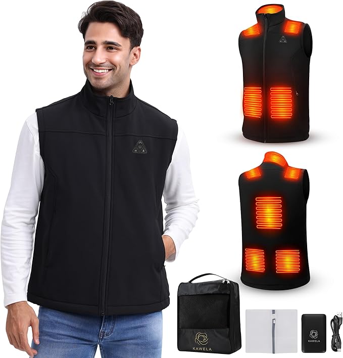 Heated Vest for Men with Battery Pack Included, Water & Wind Resistance Softshell Electric Vest for Hunting Hiking
