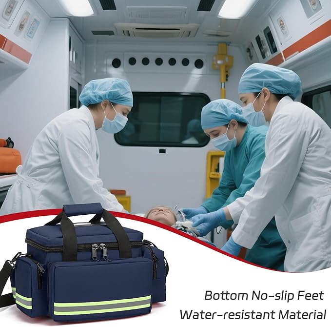 Medical Bag Empty Emergency Bag Medical Bag Organizer Professional First Responder Trauma Bag，First Aid Bagwith Detachable Dividers Medical Bag for Nurses,Home Health Care, EMT(Bag Only)