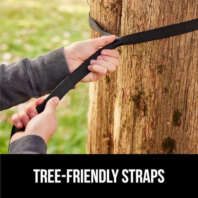 GORILLA GRIP Durable Portable Camping Hammock, Holds 400lbs with Heavy Duty Tree Straps, Comfortable Travel Swing, Camp Hammocks, Easy to Use and Install, Outdoor Essentials, Red, 10x6.5 FT