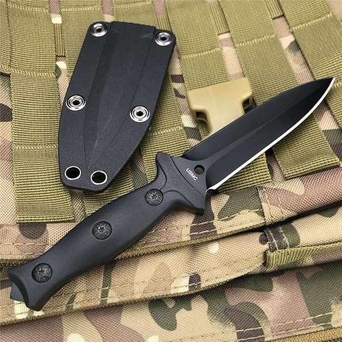 HUAAO 3.74in Dual Edge 440C Stainless Steel Blade ABS Handles Utility knife,7.3in Full Tang Fixed Blade Knife with ABS Sheath Tactical Hunting Knives for Outdoor Camping EDC and Survival