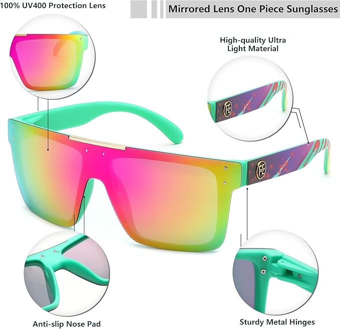 FEISEDY Men Sunglasses Polarized Oversized Square Flat Top Cycling Running Fishing Golf Hiking Sports B2990