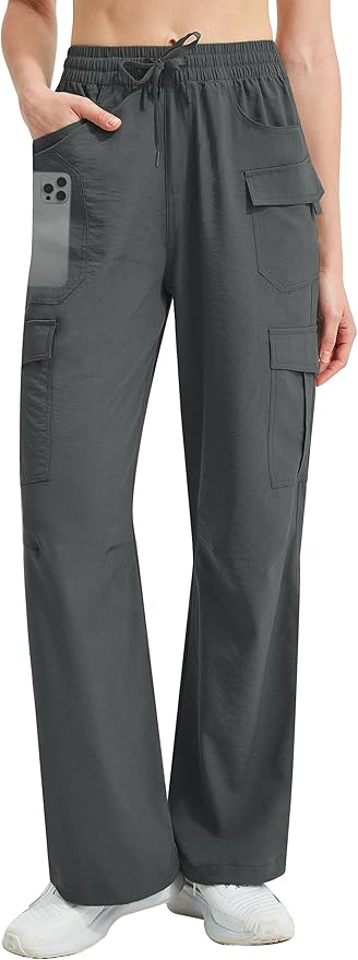 Women's Cargo Hiking Pants Lightweight Casual Quick Dry Straight Leg Camping Travel Pant for Work Golf with Multi-Pocket