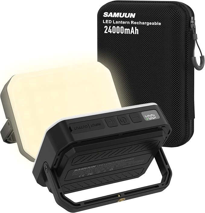 24000mAh LED Camping Lantern Rechargeable, Portable Camping Lights with QC3.0 22.5W Fast Charge, 1800LM Bright, 5 Modes, IPX5 Waterproof, Outdoor Tent Light for Emergency, Hurricane, Power Outage