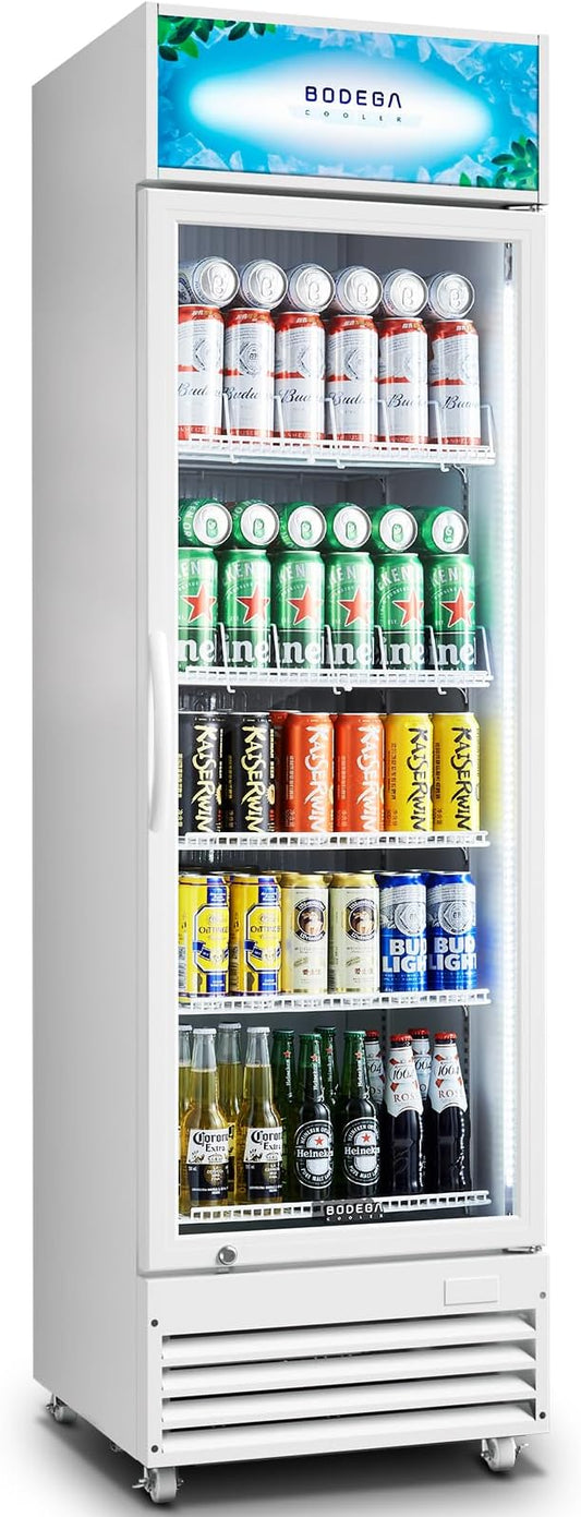 BODEGACOOLER Commercial Beverage Refrigerator with Glass Door,12.5 Cu.Ft Drink Refrigerator,Upright Large Display Merchandiser Beverage Bar Cooler Hold Beer,Soda Drinks,Wine with LED Light Box