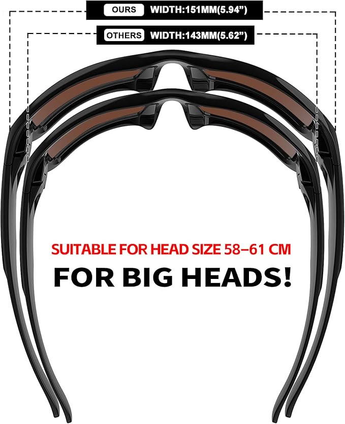 MAXJULI Polarized Wrap Around Sports Sunglasses for Big Heads Men Women UV400 Protection Sun Glasses 8232