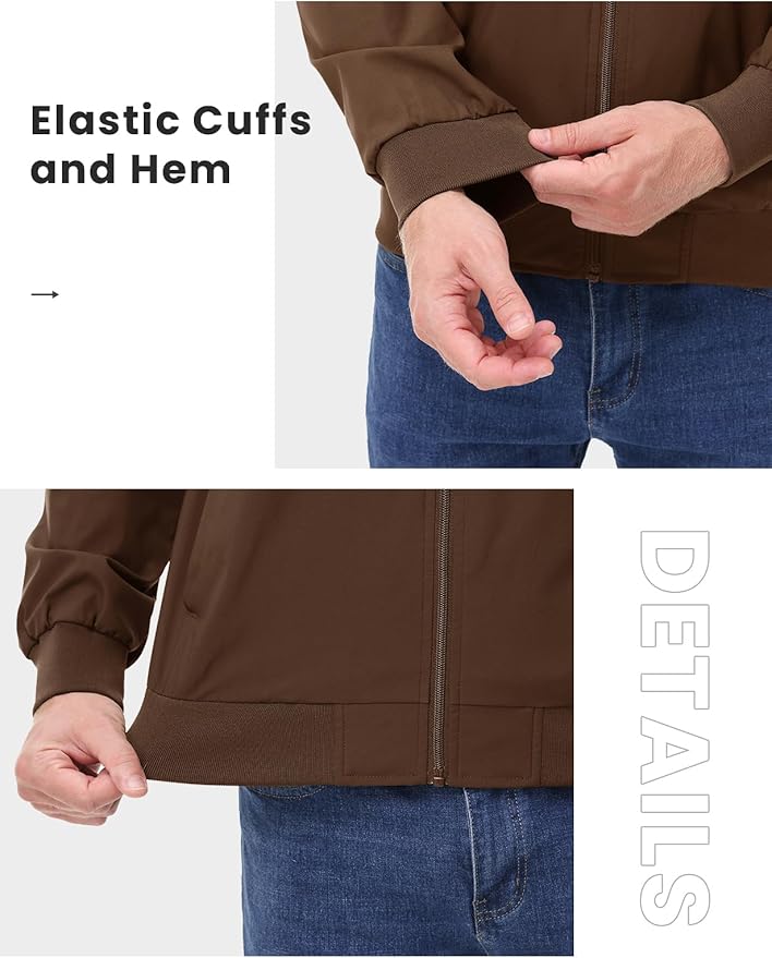 TBMPOY Men's Bomber Jackets Lightweight Light Windbreaker Casual Business Dress Stylish Fall Spring Golf Work