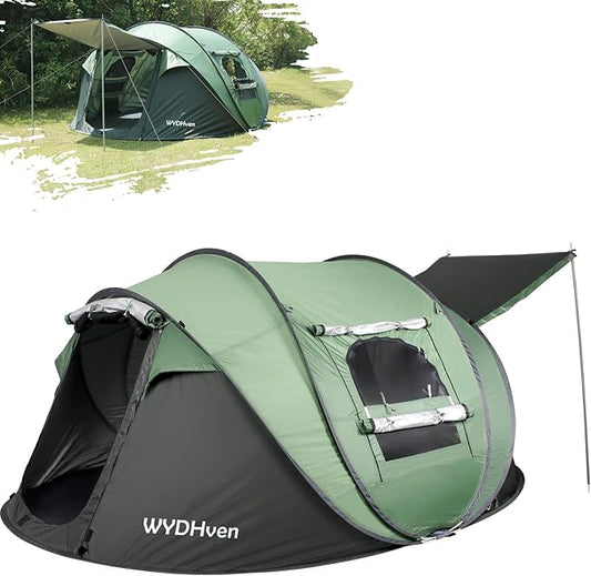 Pop Up Tents for Camping, 2/3/4 Person Camping Tent with Extra Storage, UV Protection Waterproof Tent Fully Taped Seams, 2 Doors Easy Pop Up Tent for Camping, Hiking and Traveling