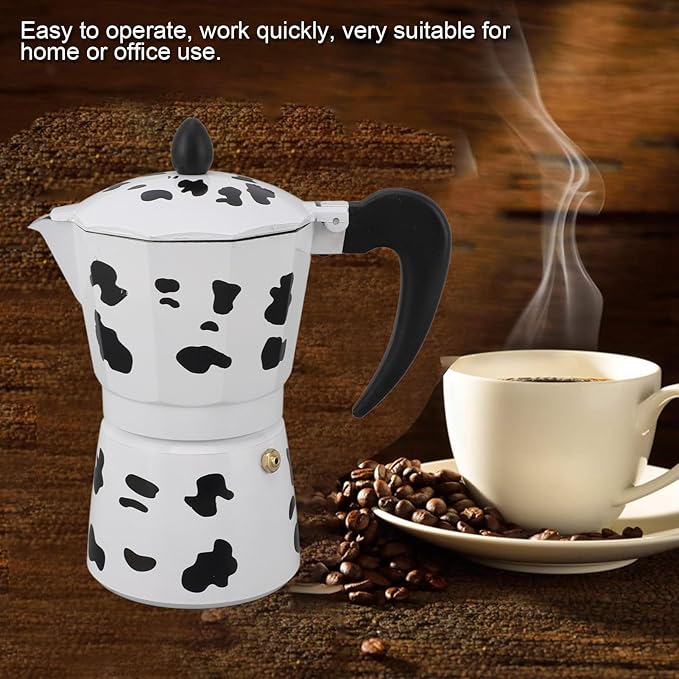Coffee Pot,Coffee Pot Household Hand Pour Kettle Concentrated Milk Cow Color with Italy Aluminium for Kettle Boil for Home Cafe Outdoor Activities Camping Travel (6 Cups 300ML)
