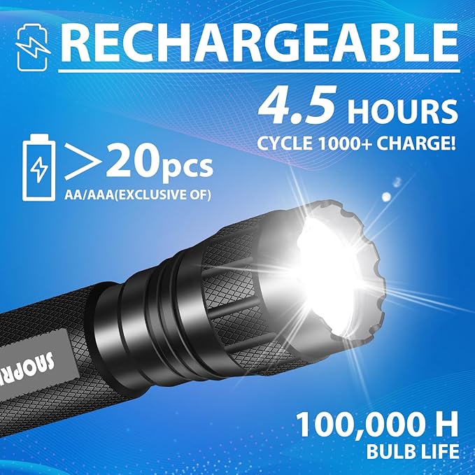 Tactical Flashlights High Lumens-1200 LM Police Flashlight with Holster for Duty Belt,Single Mode LED Flashlight for Camping/Law Enforcement-Sentinel-X1