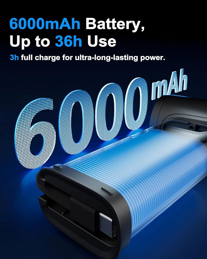 Handheld Fan - Portable Fan with Charger Power Bank, 6000mAh Rechargeable18W Fast Charging, Type-C Input, 50000RPM High Speed Turbo Airflow for Travel Concerts Cruise Makeup, Black