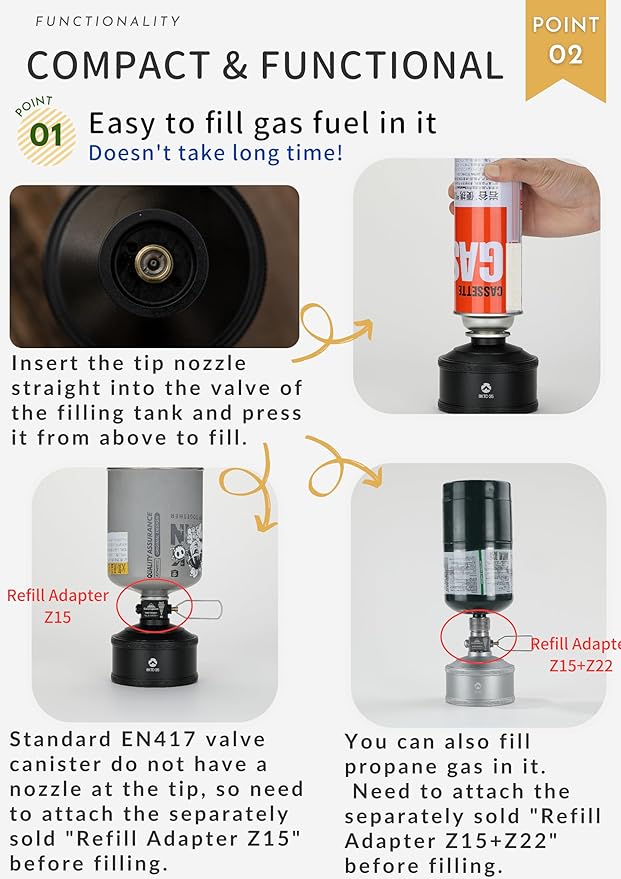 CAMPINGMOON Replacement Empty Gas Fuel Cylinder 110g Standard for Backpacking Camping Stove EN417 Lindal Valve Black BKTC-35
