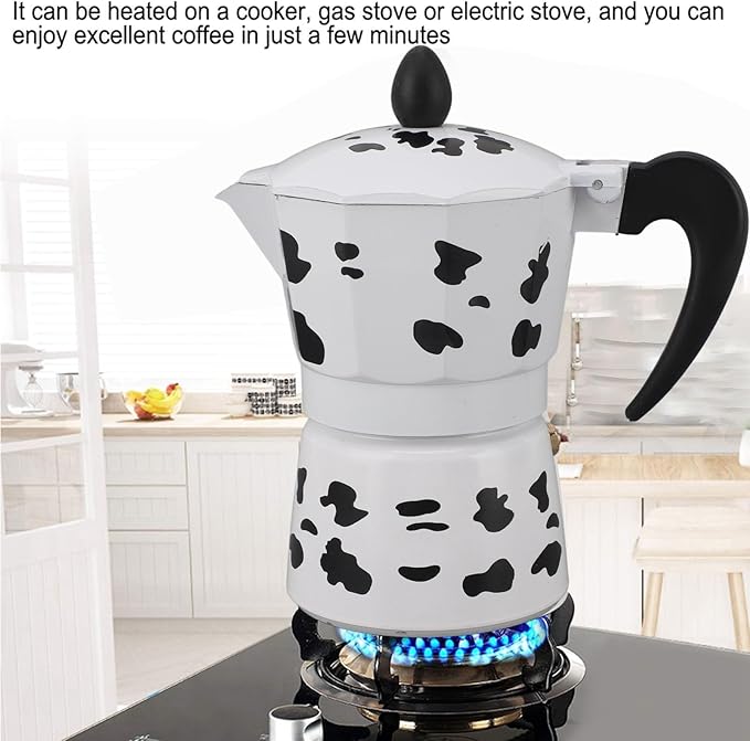 Coffee Pot,Coffee Pot Household Hand Pour Kettle Concentrated Milk Cow Color with Italy Aluminium for Kettle Boil for Home Cafe Outdoor Activities Camping Travel (3 Cups 150ML)