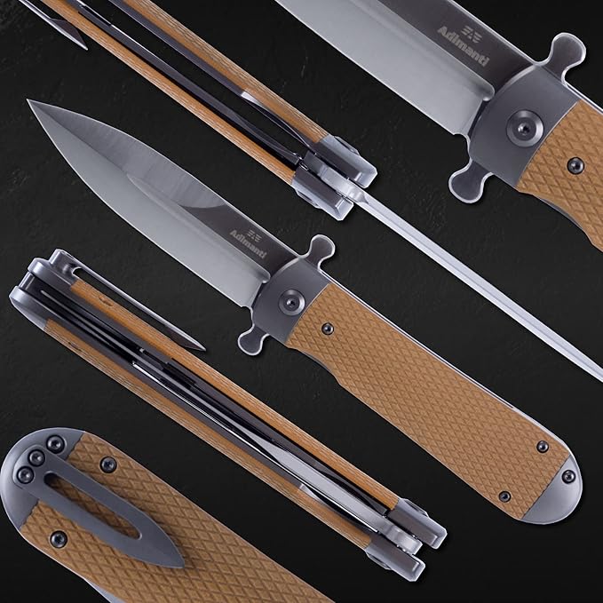 GANZO Adimanti Samson-BR Pocket Folding Knife D2 Steel Blade Anti-Slip G10 Handle with Clip Hunting Fishing Camping Outdoor EDC Pocket Knife (Brown)