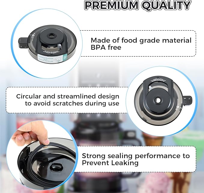 Outer Bowl Lid Compatible with Ninja Ice Cream Maker NC299AMZ, NC301, NC300, CN305A, CN301CO Series, Replacement for Ninja Creami Accessories (NO Paddle)
