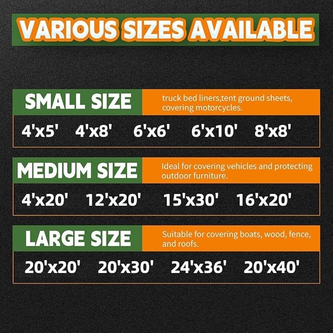 RAINDEWAY 6x10 Feet Super Heavy Duty 18 Mil Brown Poly Tarp Cover, UV Resistant, Weatherproof, Multipurpose Waterproof Poly Tarp with Grommets and Reinforced Edges