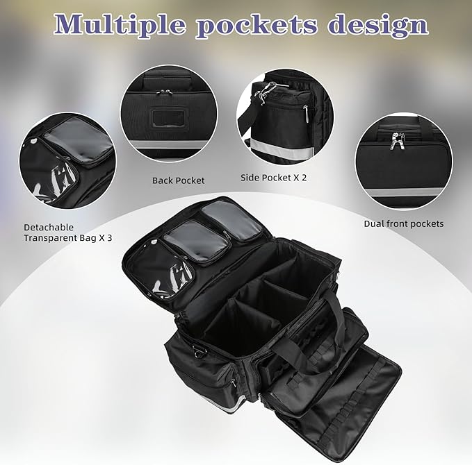 First Aid Bag Medical Empty Bag Emergency Responder Trauma Bag Empty, Professional First Aid Kits Storage Medical Bag with Inner Dividers and No-Scratch Bottom Home Health