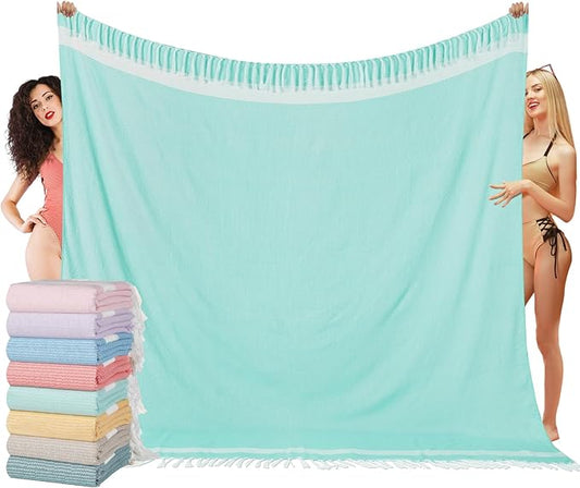 Oversized Turkish Beach Towel Blanket XXL Cotton Sandproof Towels Boho Woven Extra Large Big Sand Free Giant Throw Blankets Huge Quilt XL Picnic Camping Necessities Cloud for Adult Gifts
