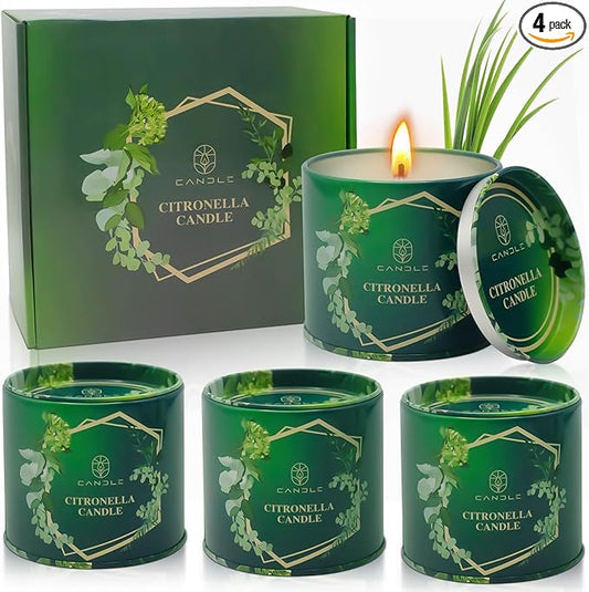 Citronella Candles Outdoor Natural Mosquito Bug Repellent Soy Wax Tin Candles Eco-Friendly Gift for Women Suit for Garden, Patio, Camping, Summer Parties