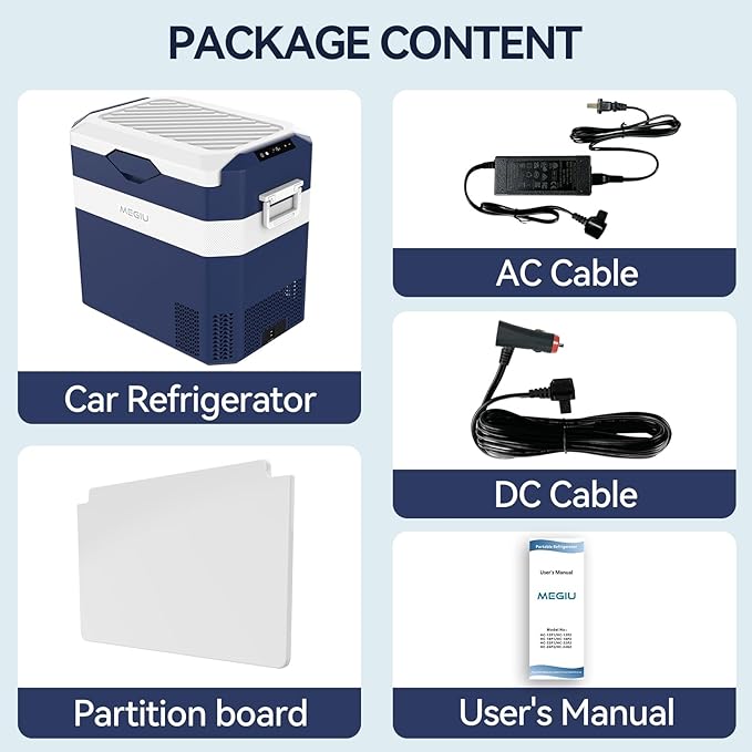 12 Volt Refrigerator Car Fridge Portable 12V 40 Quart Freezer Compressor Cooler 12V/24V DC 110～240 V AC for Truck Van RV Camper SUV and Home Use