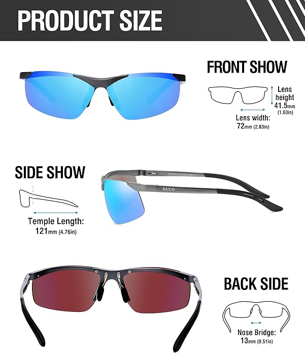 DUCO Mens Sunglasses Polarized Sports Fishing Running Driving Carbon Fiber Sunglasses for Men UV400 Protection DC8277