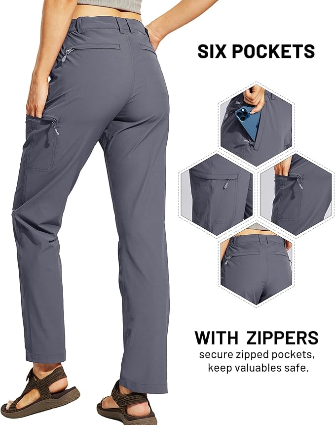 MIER Women's Quick Dry Cargo Pants Lightweight Tactical Hiking Pants with 6 Pockets, Stretchy and Water-Resistant