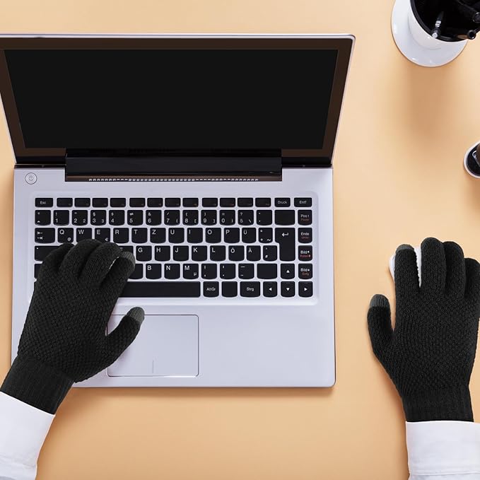 Bencailor 2 Pairs Usb Winter Heated Gloves Mitten Hand Washable Knitting Touchscreen Laptop Gloves