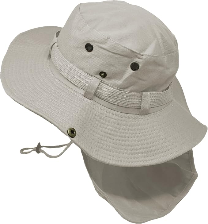 Glory Max Bucket Boonie Hat with Neck Flap Cover Sun Safari Wide Brim Fishing Garden Hiking Cap