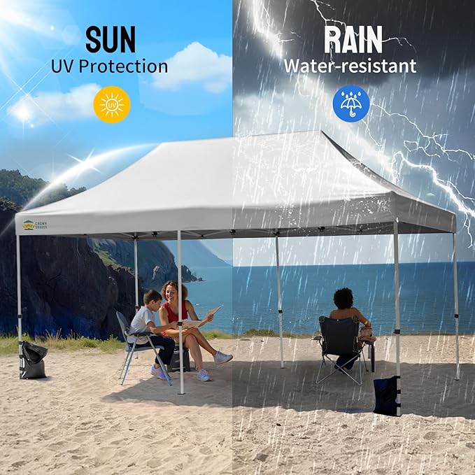 CROWN SHADES 10x20 Canopy Replacement Top - Only Compatible with Crown Shades M200B Series, Canopy Top Cover with Air Vent, White (Top Only)