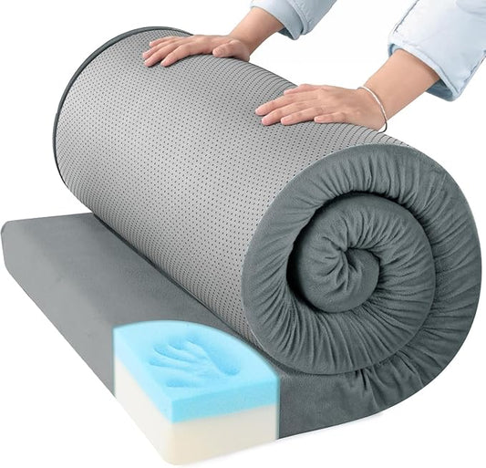 BALAPET Memory Foam Camping Mattress for Outdoor Sleeping, Porable 3" Thickness Roll Up Camping Mattress Pad Mat for Travel Truck Bed Tent