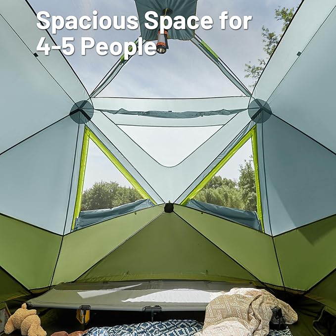 TIMBER RIDGE 4-6 Person Instant Pop Up Hub Tent, Easy 60 Second Setup, Weather Resistant Portable Camping Family Tent Cabin Tent with Rain Fly and Carry Bag for Outdoor Travel
